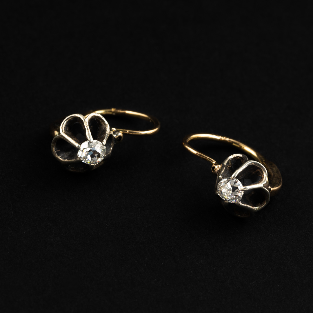Orecchini in oro 14kt e argento, con diamanti - immagine 2