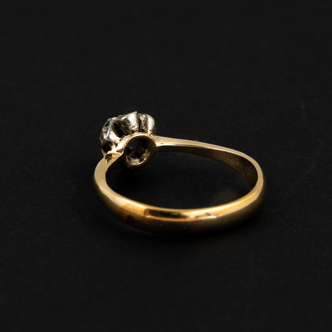 Anello in oro 18kt e argento con diamante - immagine 2