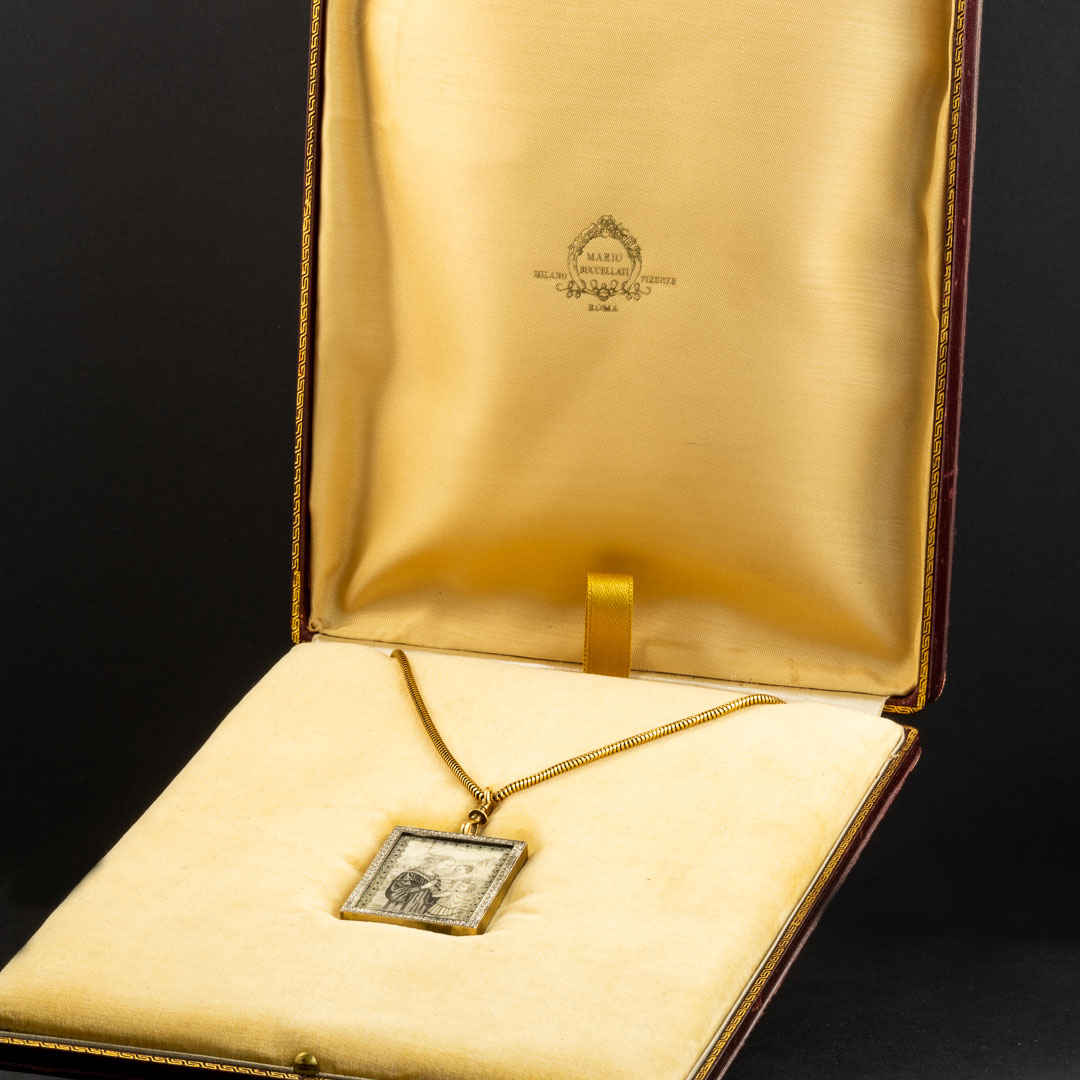 Collana in oro 18kt con ciondolo in argento e avorio firmato M.Buccellati - immagine 3