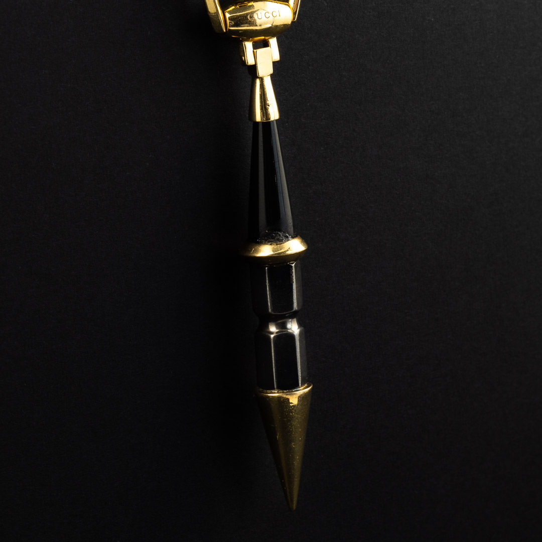 collana in oro 18kt, acciaio e onice firmata Gucci