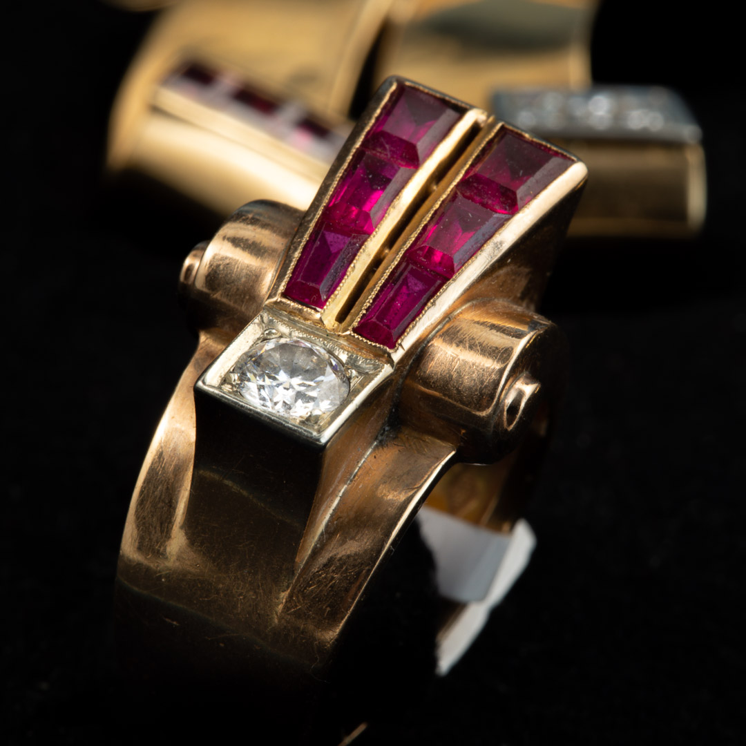 Set in oro 18kt, diamanti e rubini - immagine 2