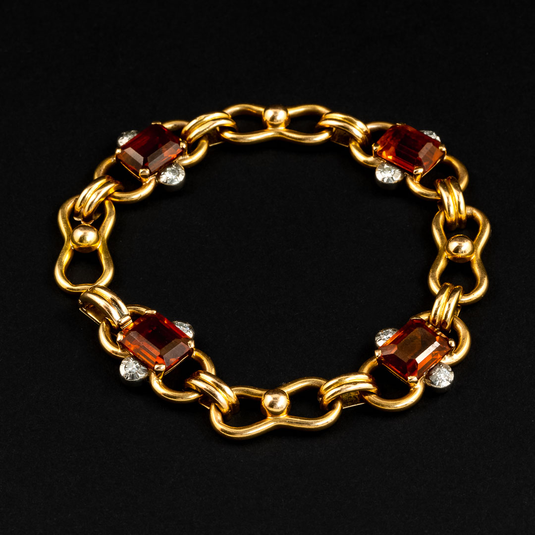 Bracciale in oro 18kt, diamanti e quarzi citrini