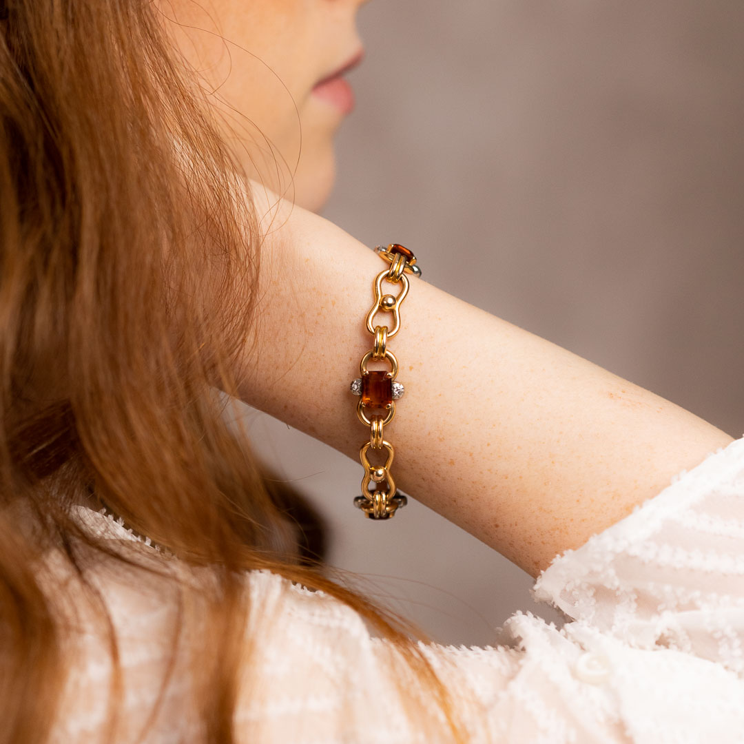 Bracciale in oro 18kt, diamanti e quarzi citrini - immagine 3