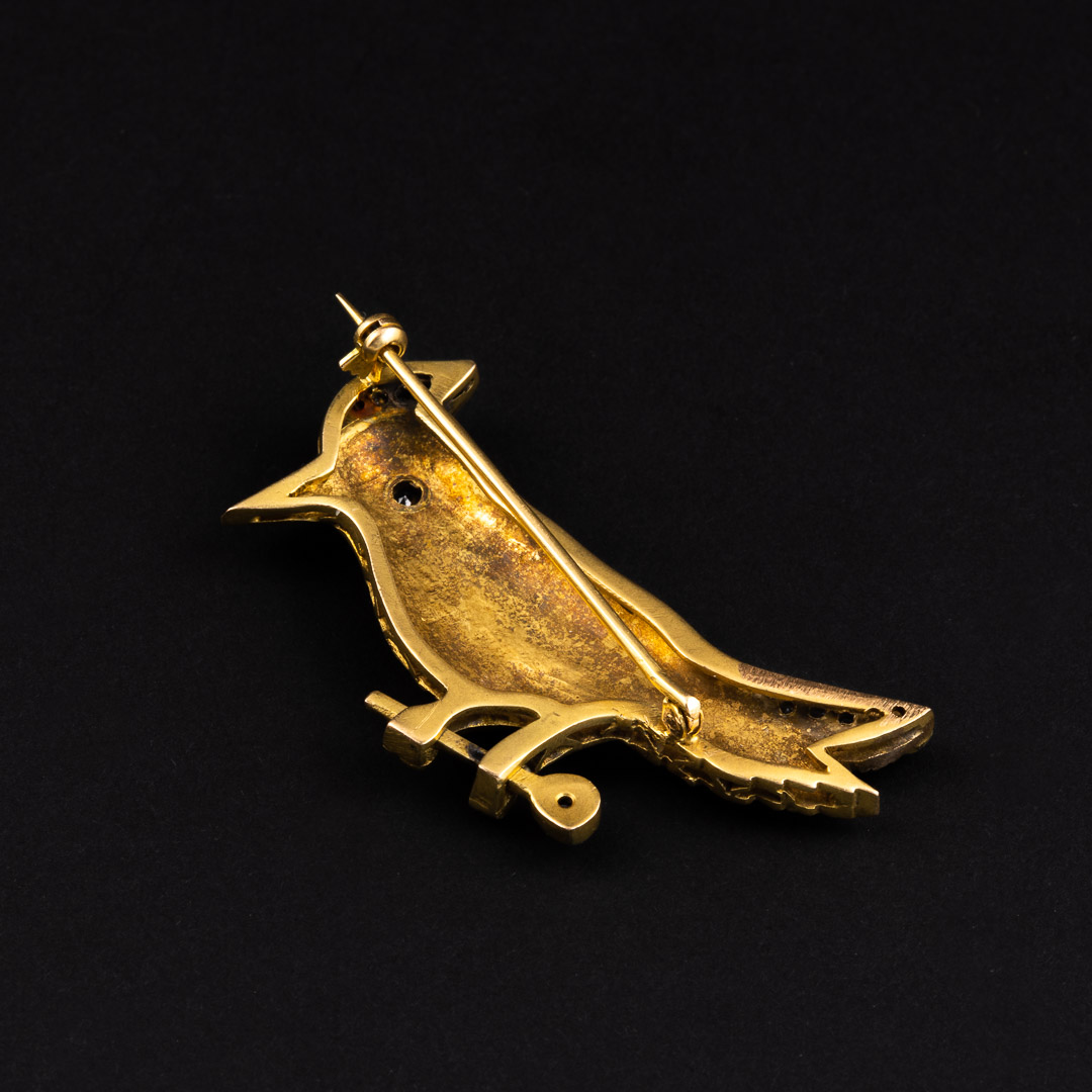 Spilla in oro 18kt, diamanti e zaffiro - immagine 2