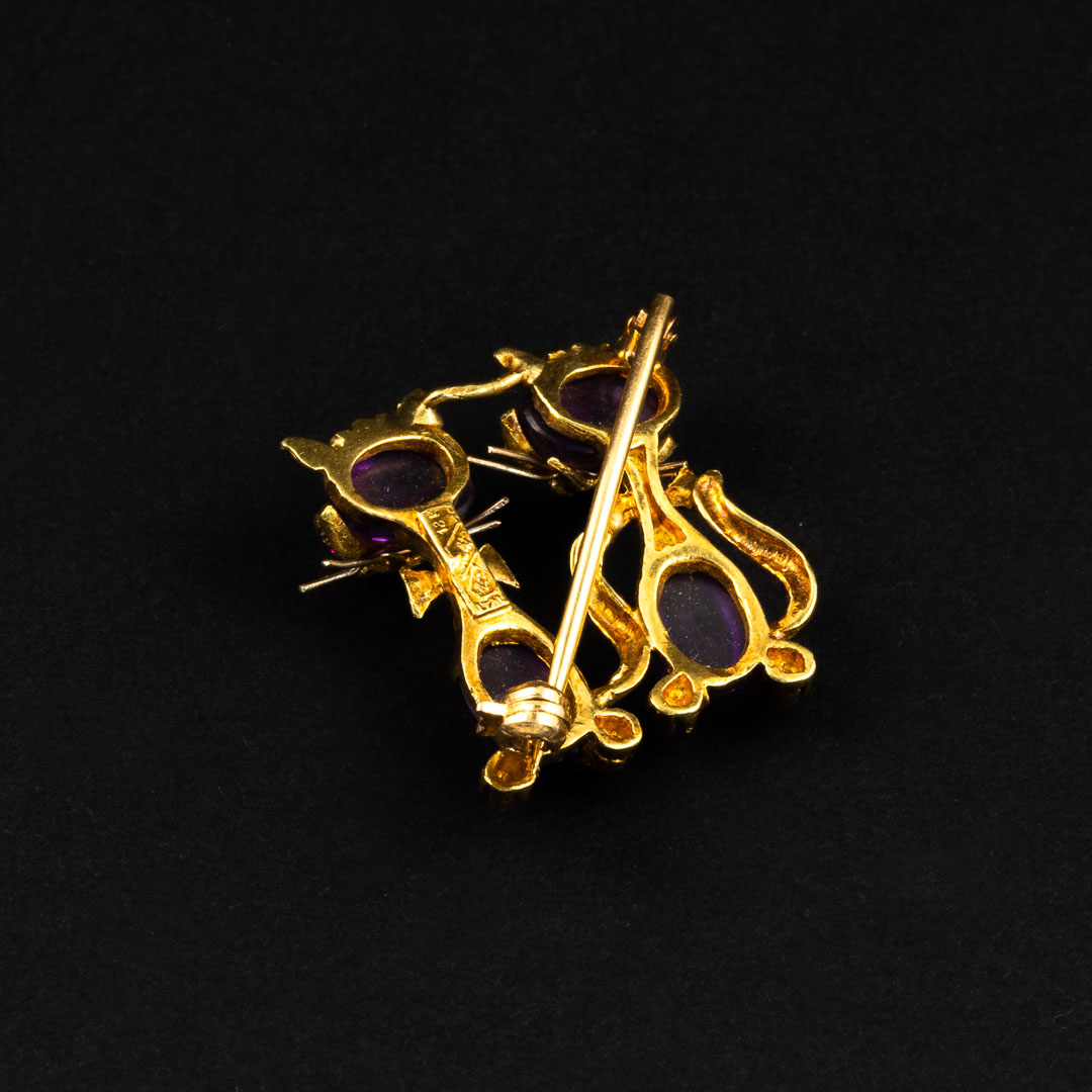 Spilla in oro 18kt, ametiste e rubini - immagine 2