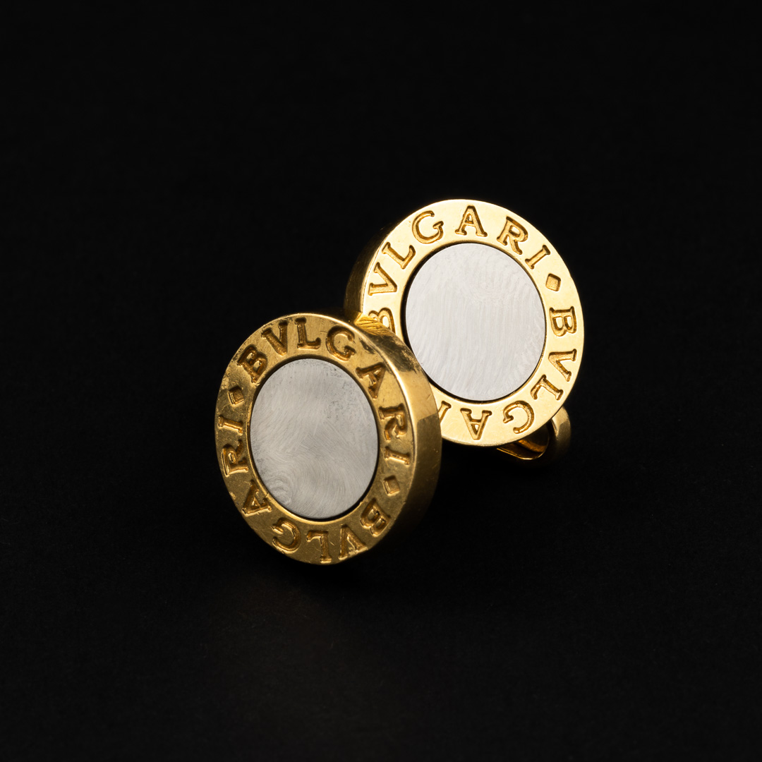 Gemelli in oro 18kt e acciaio firmati Bvlgari